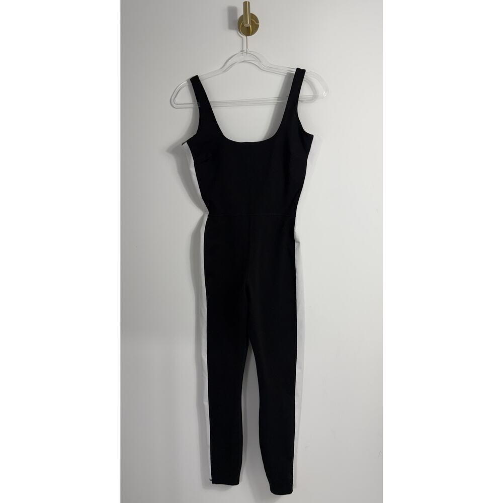 Fabletics Define PowerHold Scoop Neck Jumpsuit Sz S Black & White stripes